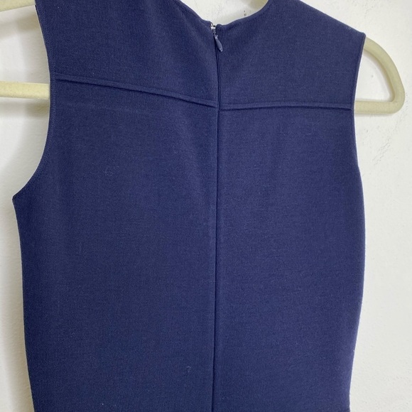 GIORGIO ARMANI SQUARE NECK PLEATED SLEEVELESS WOOL DRESS - Picture 9 of 11